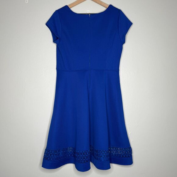 ModCloth Womens Sheath Dress XL Blue Textured Cutout Fit Flare Event Brunch 60s‎ - Picture 2 of 8
